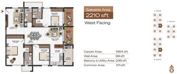Floor Plan in 3 BHK Apartment at Vajram Ixora, Gopanpally – for Sale