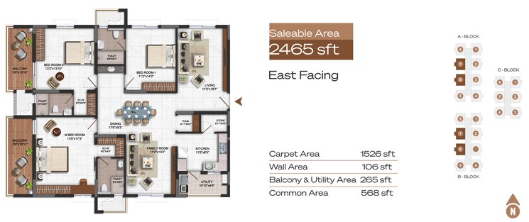 Floor Plan, vajram-ixora 3 Bedroom 1990 Sq.Ft. Apartment In Gopanpally Hyderabad 8797459