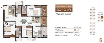 Floor Plan in 3 BHK Apartment at Vajram Ixora, Gopanpally – for Sale