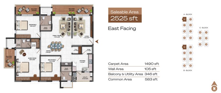 Floor Plan, vajram-ixora 3 Bedroom 2360 Sq.Ft. Apartment In Gopanpally Hyderabad 8797503