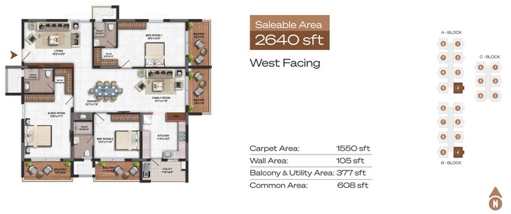 Floor Plan, vajram-ixora 3 Bedroom 2360 Sq.Ft. Apartment In Gopanpally Hyderabad 8797503