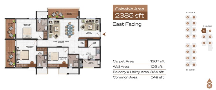 Floor Plan, vajram-ixora 3 Bedroom 2525 Sq.Ft. Apartment In Gopanpally Hyderabad 8797522