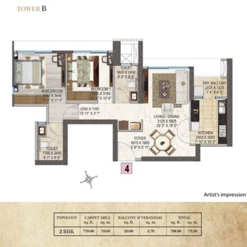 Floor Plan in 3 BHK Apartment at Peninsula Salsette 27, Byculla – for Sale