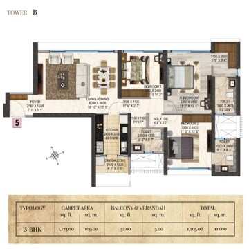 Floor Plan in 3 BHK Apartment at Peninsula Salsette 27, Byculla – for Sale