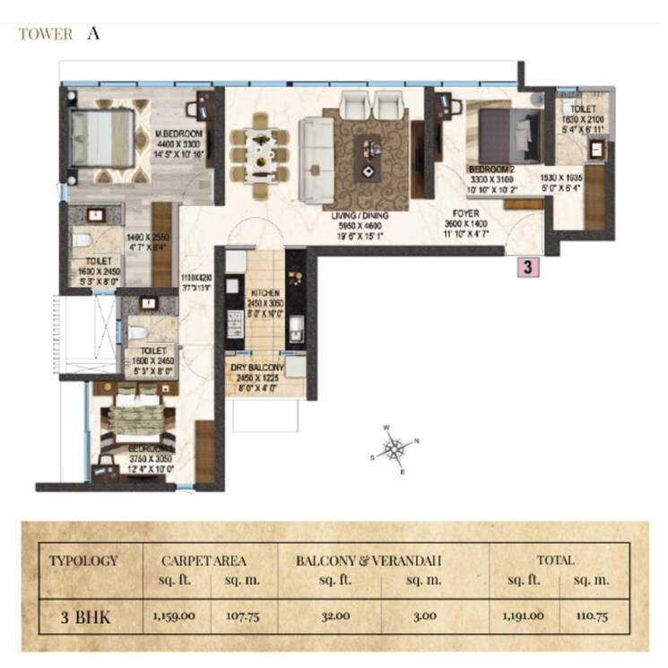 Floor Plan, peninsula-salsette-27 2 Bedroom 1199 Sq.Ft. Apartment In Byculla Mumbai 8797703