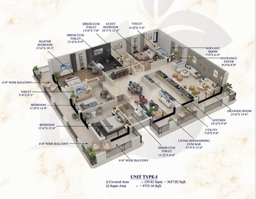 Floor Plan in 4 BHK Apartment at Dalanwala – for Sale