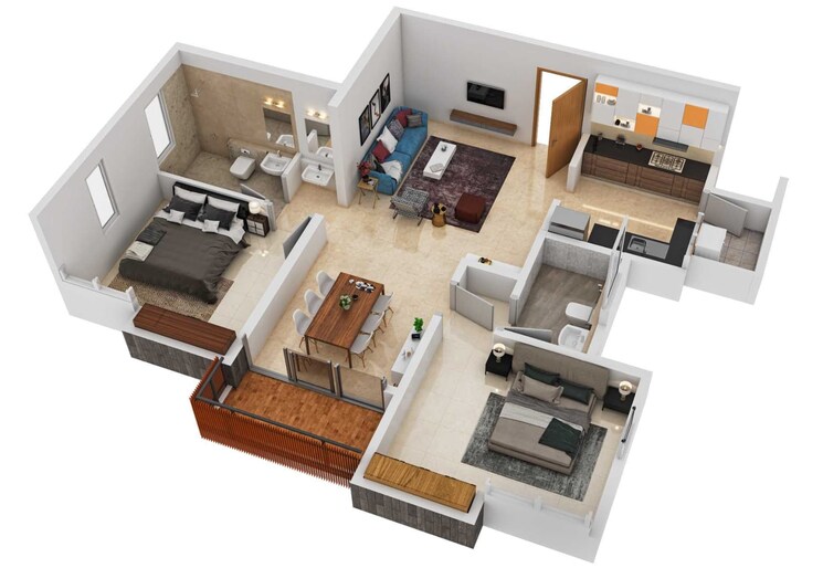 Floor Plan, mahindra-lakewoods 3 Bedroom 1478 Sq.Ft. Apartment In Chengalpattu Chennai 8798361
