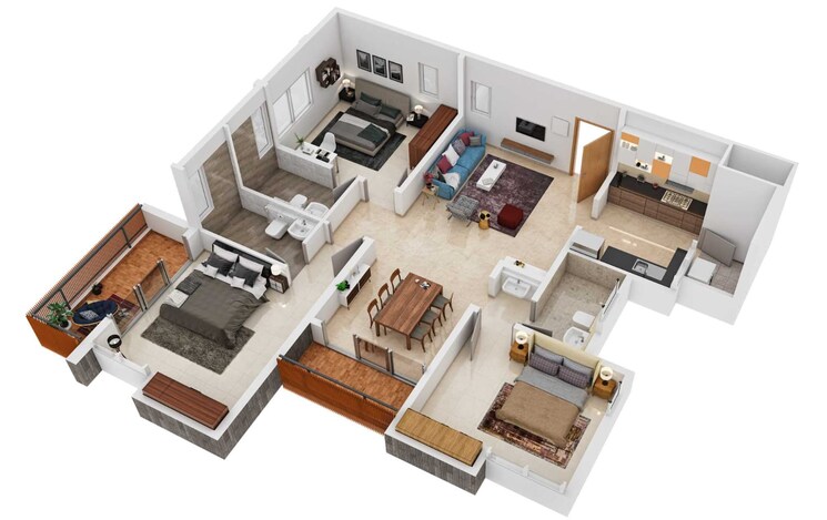 Floor Plan, mahindra-lakewoods 3 Bedroom 1478 Sq.Ft. Apartment In Chengalpattu Chennai 8798642