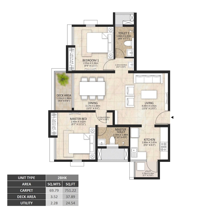 Floor Plan, mahindra-lakewoods 3 Bedroom 1478 Sq.Ft. Apartment In Chengalpattu Chennai 8798642