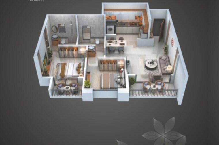 Floor Plan, sahyadri-plumeria 2 Bedroom 748 Sq.Ft. Apartment In Moshi Pune 8799261
