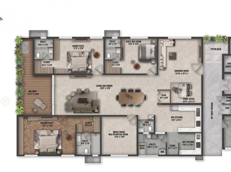 Floor Plan, savya-the-edition 3 Bedroom 3555 Sq.Ft. Apartment In Khanammet Hyderabad 8799378