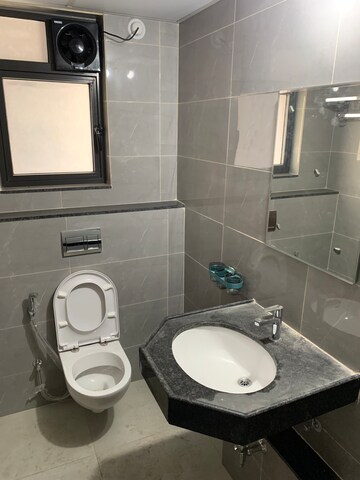 Bathroom in 3 BHK Apartment at Shapoorji Pallonji Sensorium, Hinjewadi – for Rent