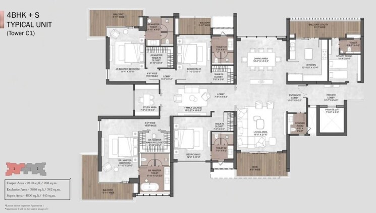 Floor Plan, silverglades-the-legacy 4 Bedroom 4800 Sq.Ft. Apartment In Sector 63a Gurgaon 8801762