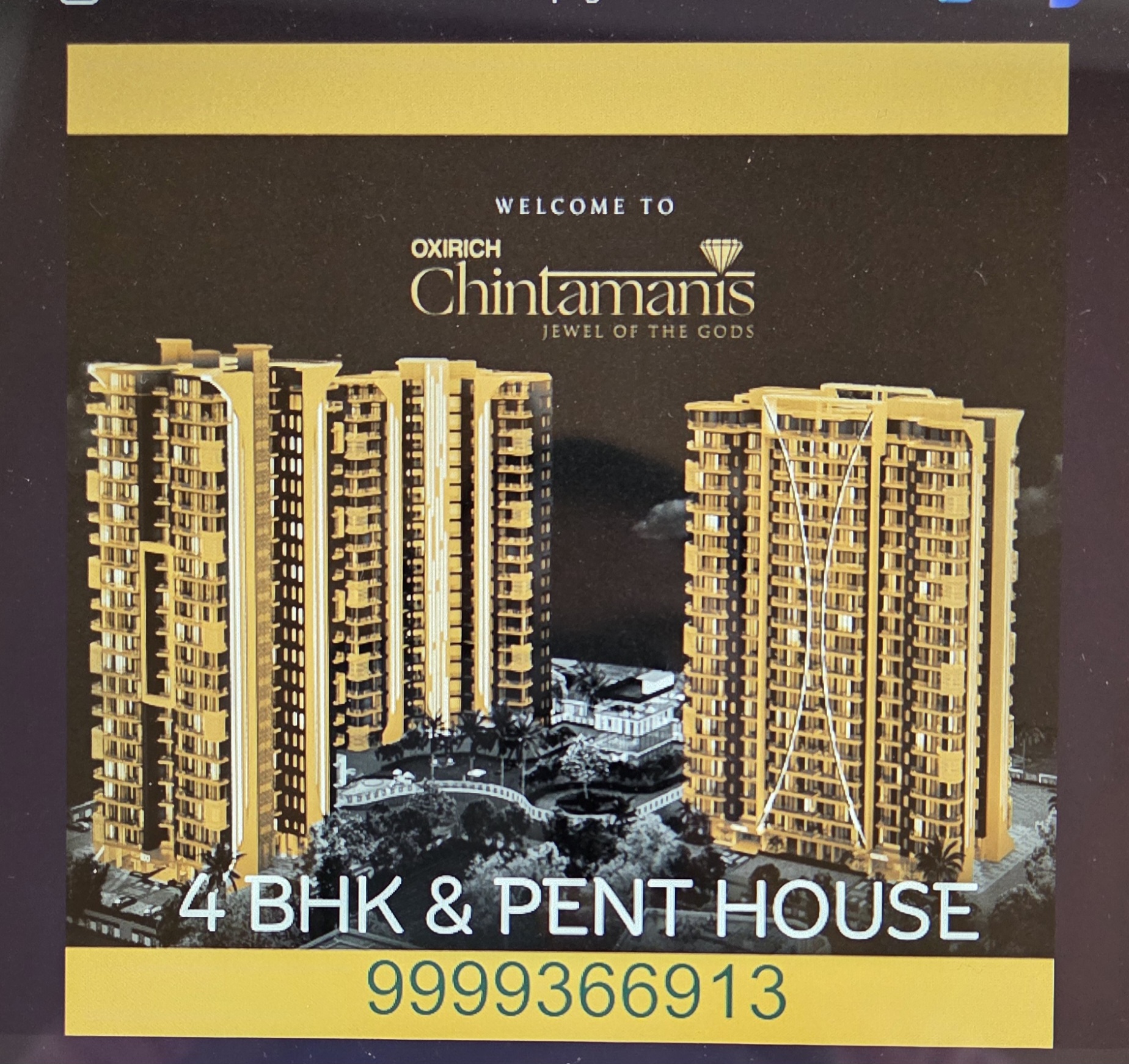 3 BHK + Pooja Room,Servant Room Apartment For Sale in Oxirich Chintamani