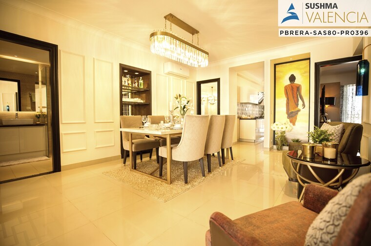 Living Room, sushma-valencia 3 Bedroom 2250 Sq.Ft. Apartment In International Airport Road Zirakpur 8803561