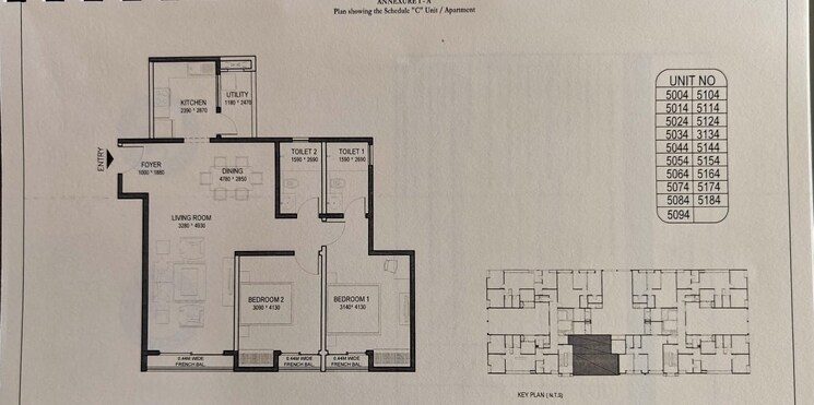 Floor Plan, sobha-arena 2 Bedroom 1296 Sq.Ft. Apartment In Kanakapura Road Bangalore 8803884