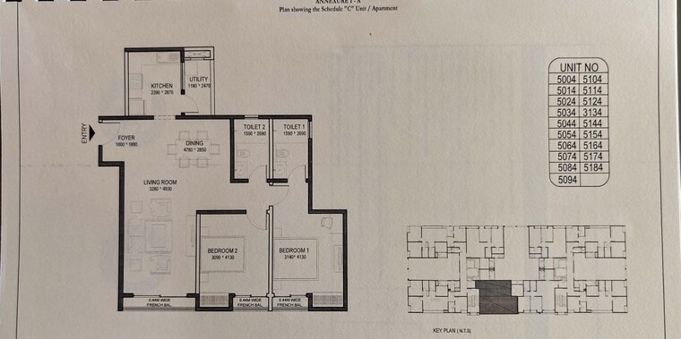 Floor Plan, sobha-arena 2 Bedroom 1296 Sq.Ft. Apartment In Kanakapura Road Bangalore 8803884