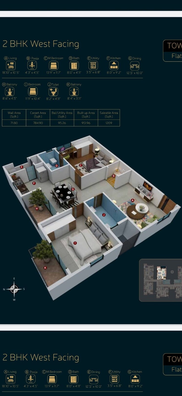 Floor Plan, candeur-40 2 Bedroom 1259 Sq.Ft. Apartment In Miyapur Hyderabad 8602288