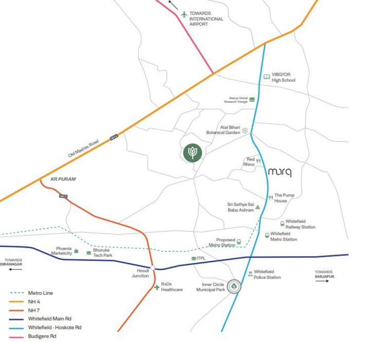 Map Location, assetz-bloom-and-dell 3 Bedroom 2039 Sq.Ft. Apartment In Whitefield Road Bangalore 8804829