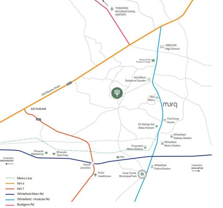 Map Location, assetz-bloom-and-dell 3 Bedroom 1839 Sq.Ft. Apartment In Whitefield Road Bangalore 8804937