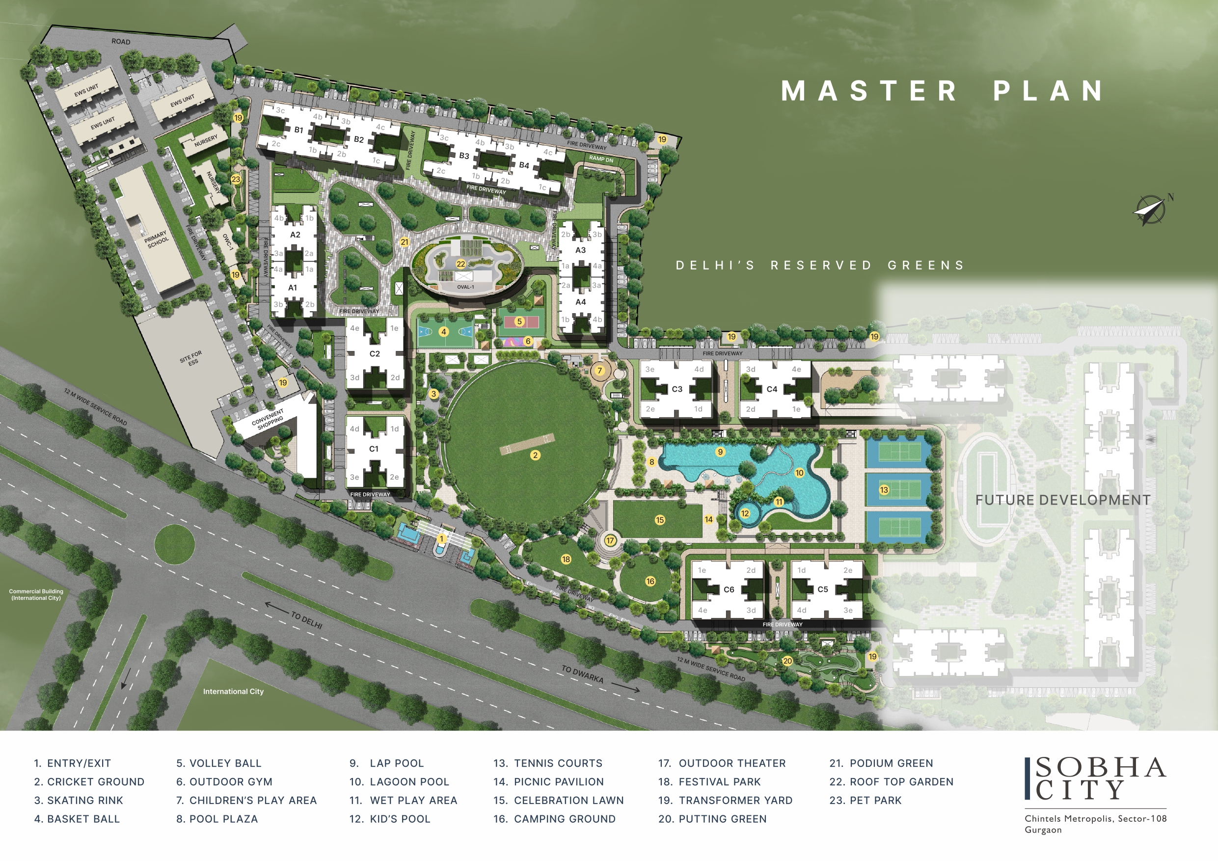 3 BHK + Servant Room Apartment For Rent in Sobha City Gurgaon