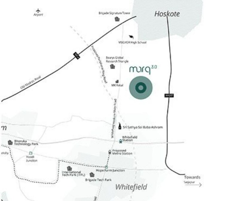 Map Location, assetz-marq 3 Bedroom 1630 Sq.Ft. Apartment In Whitefield Bangalore 8805561