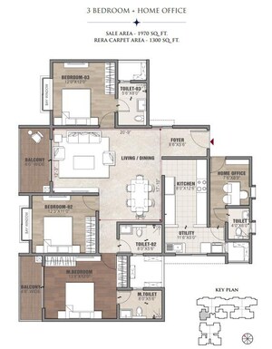 Floor Plan in 3 BHK Apartment at Assetz Marq, Whitefield – for Sale