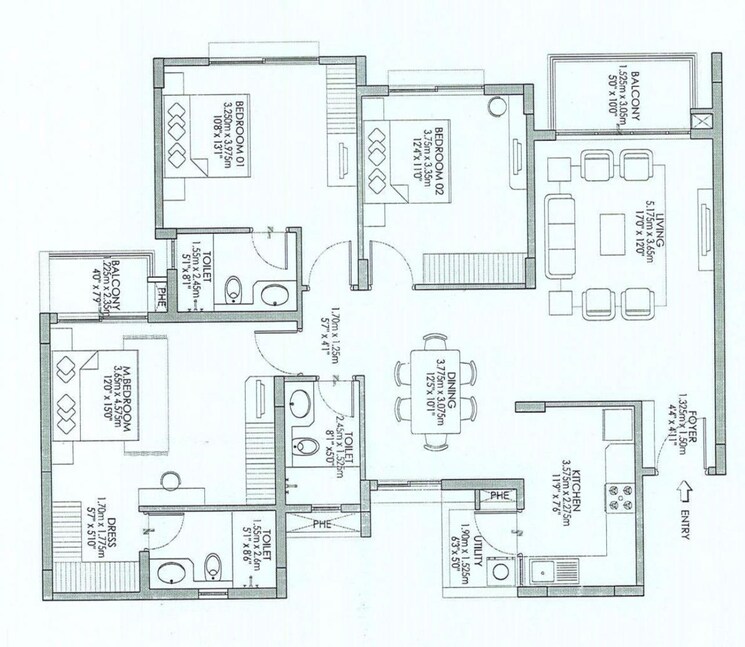 Floor Plan, godrej-eternity 3 Bedroom 1707 Sq.Ft. Apartment In Kanakapura Road Bangalore 8806612
