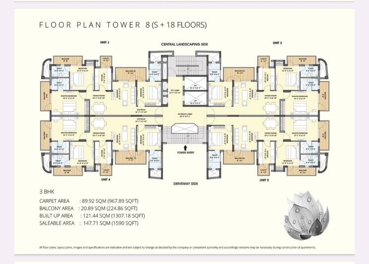 Floor Plan, chintels-serenity 3 Bedroom 1950 Sq.Ft. Apartment In Sector 109 Gurgaon 8806665