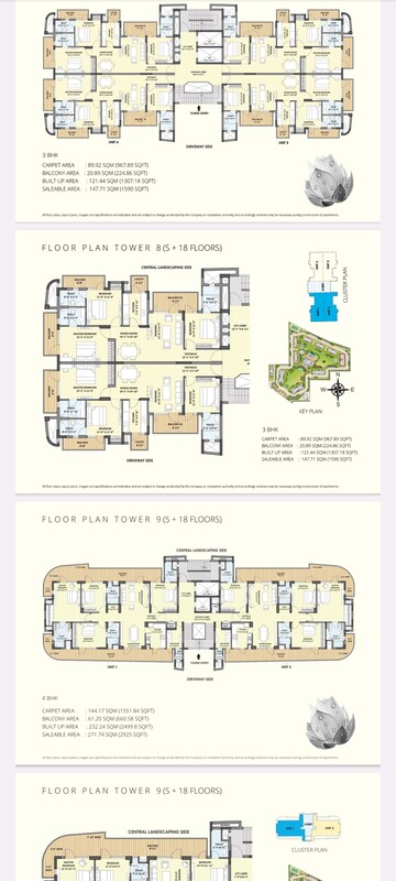 Floor Plan in 3 BHK Apartment at Chintels Serenity, Sector 109 – for Sale
