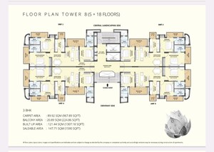 Floor Plan in 3 BHK Apartment at Chintels Serenity, Sector 109 – for Sale