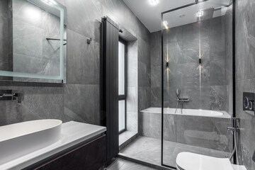 Bathroom in 4 BHK Builder Floor at DLF New Town Heights II, Sector 86 – for Rent