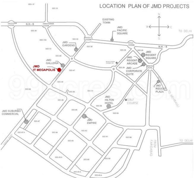 Map Location, jmd-megapolis Commercial Office Space 935 Sq.Ft. In Sector 48 Gurgaon 8807151