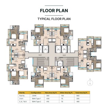Floor Plan in 2 BHK Apartment at Shri Krishna Trident A, Katrap – for Sale