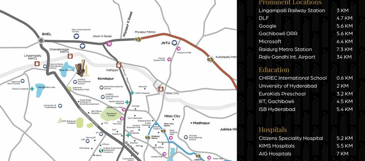 Map Location, hallmark-altus 3 Bedroom 1950 Sq.Ft. Apartment In Kondapur Hyderabad 8808624