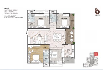 Floor Plan in 3.5 BHK Apartment at Kokapet – for Sale