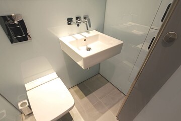 Bathroom in 3 BHK Apartment at Lodha The World Towers World One Tier 2, Worli – for Rent