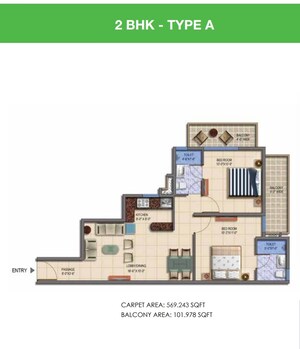 Floor Plan in 2 BHK Apartment at Sector 95a – for Sale