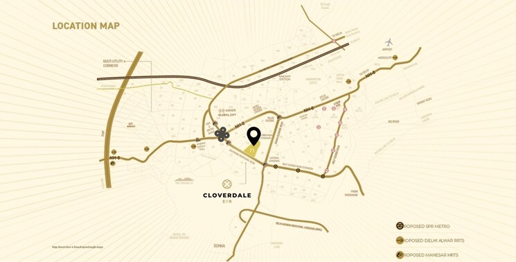 Map Location, signature-global-cloverdale 3 Bedroom 2095 Sq.Ft. Apartment In Sector 71 Gurgaon 8811104