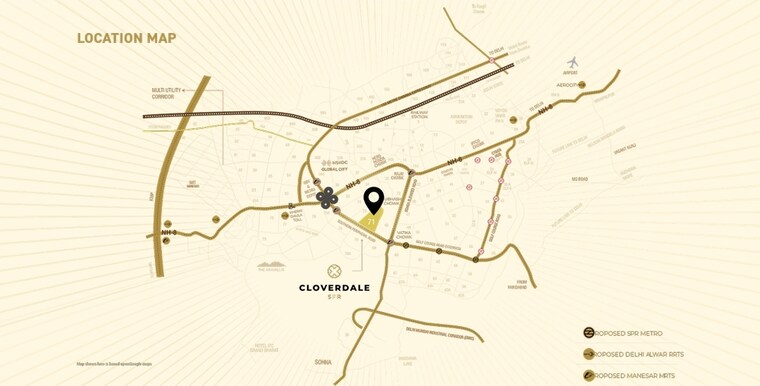 Map Location, signature-global-cloverdale 3 Bedroom 2095 Sq.Ft. Apartment In Sector 71 Gurgaon 8811104
