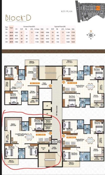 Floor Plan in 3 BHK Apartment at Sai Purvi Symphony, Gunjur – for Rent