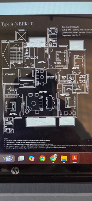 Floor Plan in 4 BHK Apartment at ATS Triumph, Sector 104 – for Sale