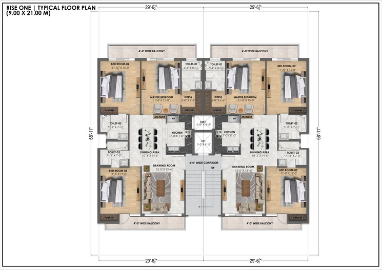 Floor Plan, sector 98 1 Bedroom 550 Sq.Ft. Apartment In Sector 98 Mohali 8812879