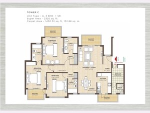 Floor Plan in 2 BHK Apartment at Kashish Manor One, Sector 111 – for Sale