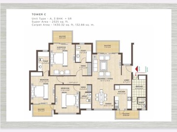 Floor Plan in 2 BHK Apartment at Kashish Manor One, Sector 111 – for Sale