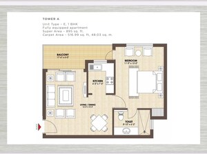 Floor Plan in 3 BHK Apartment at Kashish Manor One, Sector 111 – for Sale