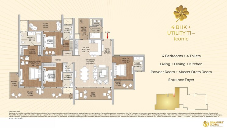 Floor Plan, signature-global-cloverdale 4 Bedroom 3480 Sq.Ft. Apartment In Sector 71 Gurgaon 8813138