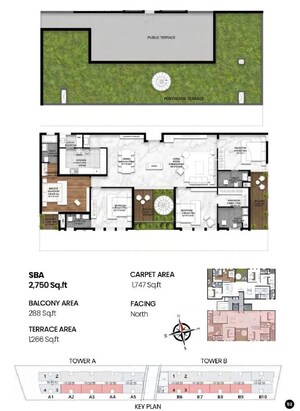 Floor Plan in 4 BHK Penthouse at SBR Earth And Sky, Kannamangala – for Sale