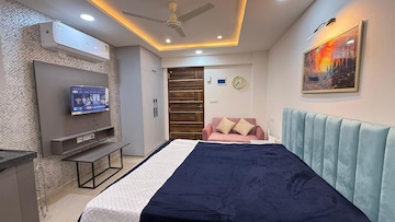 Bedroom in Studio Apartment at Okay Plus Solitaire Suites, Ramnagariya – for Rent