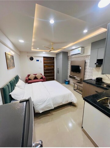 Master Bedroom in Studio Apartment at Okay Plus Solitaire Suites, Ramnagariya – for Rent